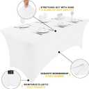 Smiry 2 Pack Spandex Table Cloth 4FT, Elastic Fitted Stretch Tablecloths, Washable and Wrinkle Free Rectangular Patio Table Cover for Outdoor, Wedding, Banquet & Parties (White, 48Lx30Wx30H Inch)