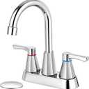 Polished Chrome Bathroom Faucet 3 Hole, 4 Inch 2-Handle Centerset Bathroom Sink Faucet, Faucet for Bathroom Sink 360 Swivel Bathroom Faucets RV Lavatory Vanity Faucet with Pop-up Drain