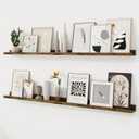 RICHFOCUS Picture Ledge Shelf, 55 inch Floating Shelves Set of 2, Wood Wall Shelves with Lip, Wall Decor Storage for Bedroom Living Room Bathroom Kitchen Nursery Photo Picture, Rustic Brown