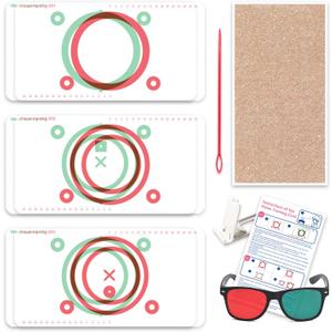Vision Training Convergence & Divergence Kit  6 Red Green Variable Fusion Cards with Red Green Glasses, Pointer and Stand  Binocular Exercise & Stereopsis Practice for Home Use