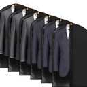 KEEGH 43" Garment Bags for Hanging Clothes, Suit Cover Bags for Men, Suit Bags for Closet Storage or Travel, Suit Protector Bag Clothes Cover for Suits Shirts Coat with Big Clear Window, 6 Pack, Black