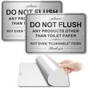 Do Not Flush Sign for Bathroom 2 Pack, Please Do Not Flush Anything Except Toilet Paper Signs Self-adhesive, Aluminum Metal Signs for Home and Business 9x6 inches