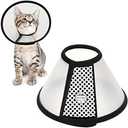 Depets Adjustable Recovery Pet Cone E-Collar for Cats Kittens Rabbits, Plastic Elizabeth Protective Collar Wound Healing Practical Neck Cover, Neck Girth 6.1 in
