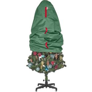 Upright Christmas Tree Storage Bag - Fits 7 Ft Artificial Xmas & Topiary Tree, Vertical Holiday Cover, Durable, Dustproof & Easy-Use Xmas Storage, Green