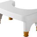 Toilet Stool Squat for Adults, Adjustable Poop Stool for Bathroom-6", 7", 8" and 9", Non-Slip Potty Step Stool for Adults, White