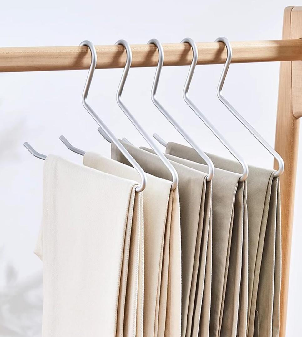 Premium Matte Silvery Aluminum Pants Hanger 10 Pack, 13.7 Extra Smooth & Durable Metal Shirt Dress Hanger,Aluminum Alloy Hanger,Clothing Support,Clothing Hang, Silver Pants Hanger（10）