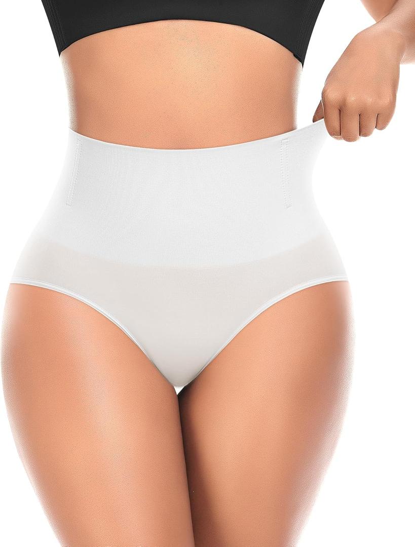 Werena Tummy Control Shapewear Underwear for Women High Waisted Body Shaper Panties Slimming Girdle Shaping Briefs (X-Large, #A2 Mid Waist White (Seamless))
