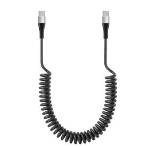 Android Auto Coiled USB C to USB C Cable 60W Black 1.4FT-6.6FT,Fast Charging Type C Cable with LED for iPhone 15/15 Pro/15 Plus/15 Pro Max,Samsung Galaxy S24/S23/A15,iPad Pro/Air,Google Pixel 8 Pro