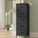 SONGMICS Dresser for Bedroom, Chest of Drawers, Steel, MDF, 5 Non-Woven Fabric Drawers, Storage Organizer Unit, Closet, Entryway, Ink Black and Ebony Black ULGS315B01S