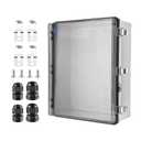 Waterproof Outdoor IP67 Junction Box(20.1"x16.1"x7.9") with Mounting Plate, Hinged Clear Cover and Wall Brackets - Weatherproof ABS Plastic Electrical Enclosure for DIY Projects(510x410x200mm)