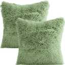 Uxcell Set of 2 Throw Pillow Covers, Soft Fluffy Cushion Covers Decorative Double Sided Plush Pillow Covers Faux Fur Decorative Square Pillowcases for Sofa 16 x 16 Inch Green