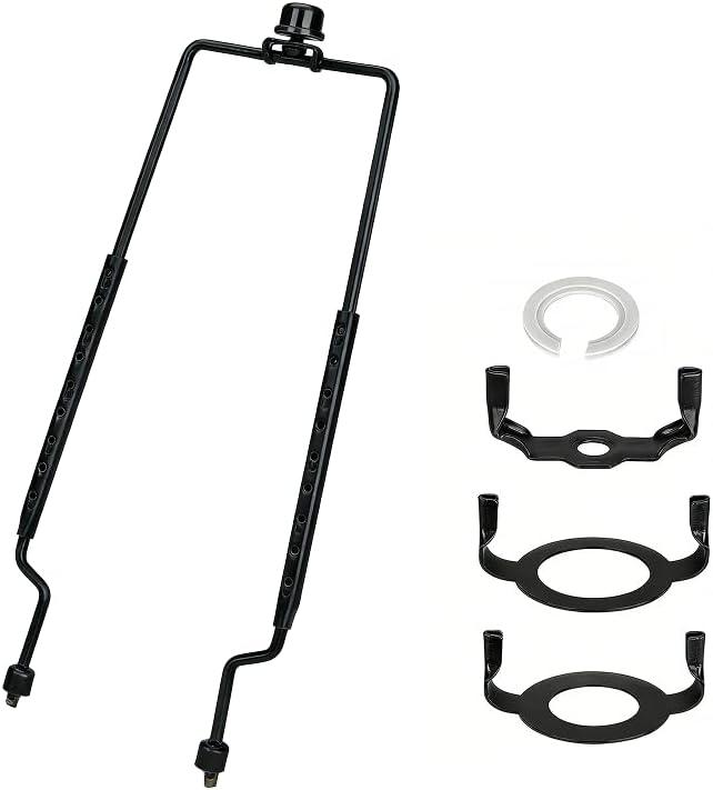 8 9 10 11 12 inch Lamp Shade Harp Holder, Adjustable Lamp Harp Kit, Fit Both Standard Lamp Rod and E14 E26 E27 Light Base UNO Fitter Adapter Converter Finial Set, Lampshade Bracket (Black)