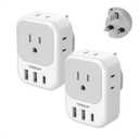 UK Adapters for Travel 2 Pack, TESSAN Type G US to UK Plug Adapter with 4 Outlets 3 USB Charger(1 USB C PD 20W), Power Adaptor for USA to Ireland Scotland Dubai Hong Kong England British Kenya London