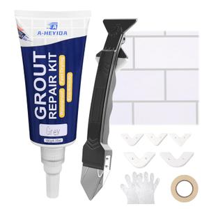Grout Repair Kit - 6.35Oz Grout Filler, Fast Drying Sealer for Bathroom Shower, Kitchen Floor, Restore Tile Joints (Gray, 180g)