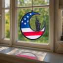 4th of July Decorations Suncatcher, Patriotic Window Hanging Decor, Memorial Day Gifts for Independence Day Veterans Day, God Bless America Tree Decorations Sun Catcher Ornament for Office Home Yard