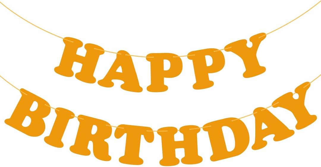 Orange Happy Birthday Banner Sign for Walls, Doors, Backdrops, Yards and Indoor/Outdoor Decorations