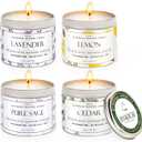 Scented Candles for Home, 6.4 oz Long Lasting Scented Candles Set,Cedar Candles for House & Lavender Candle for Stress Relief,Lemon/Puresage Candles Gifts for Women& Men-4 Pack