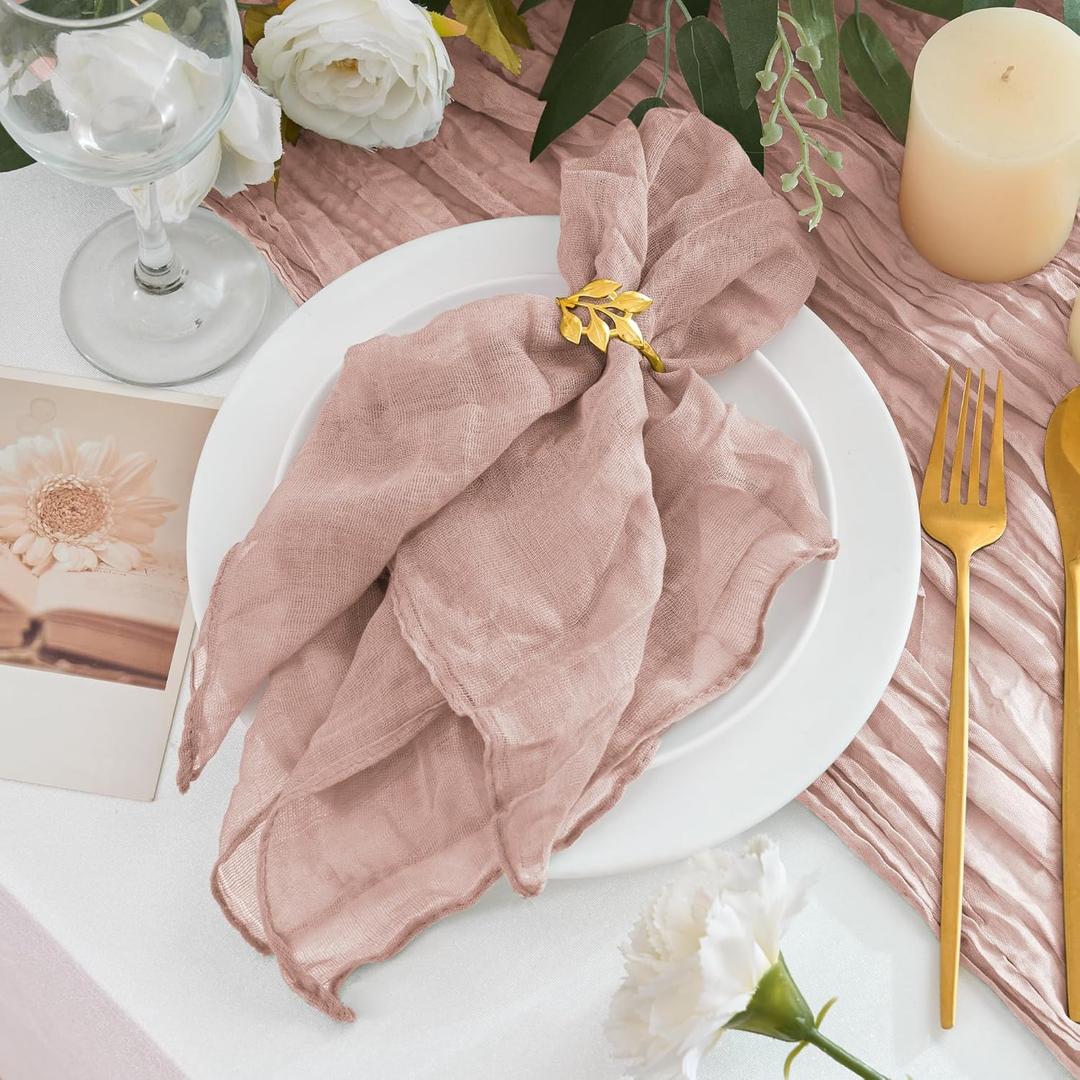 50 Pack Cheesecloth Napkins 20"x20" Dusty Pink Boho Gauze Cheese Cloth Napkins Bulk Rustic Dinner Table Decor for Wedding Bridal Baby Shower Party