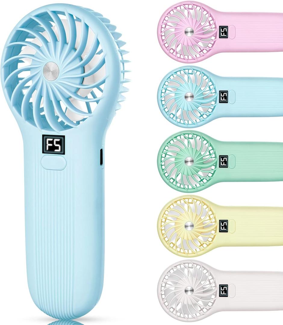 Portable Handheld Fan with 5000mAh Battery - High-Speed 15000RPM Mini Personal Fan, 5 Speeds, USB Rechargeable Hand held Fans for Travel, Camping, Outdoor, Summer Beach (Blue)