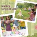 Hollowfly Easter Games Stacking Cups Set with 50 Bunny Egg Cup 3 Wooden Catapults 24 Foam Balls for Easter Party Favor Supplies Fun Holiday Activity Carnival Prize Family Indoor Outdoor Party Game