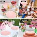 U-QE 60PCS Pink Plates for Party - Pink Plastic Plates Disposable Heavy Duty - Clear Pink Plastic Plates for Mother's Day Including 30 Plastic Dinner Plates 10" & 30 Plastic Dessert Plates 7"