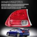 Tail Light Lens for 2006 2007 2008 Honda Civic 4-Door Sedan/Hybrid Driver Side HO2800166 33551SNAA01 (Left)