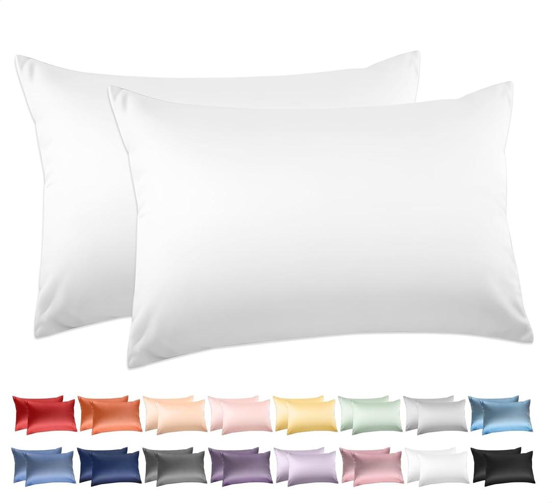 Deep Dream 100% Cotton Pillow Cases Standard Size Set of 2, 600 Thread Count Cotton Pillowcases Standard, White Pillow Cases Set of 2 with Envelop Closure, 20x26 Inches