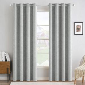 MIULEE 100% Blackout Linen Curtains for Bedroom Thermal Insulated Glacier Gray Grommet Room Darkening Curtains & Drapes for Living Room Nursery 52 x 84 Inch (2 Panels)