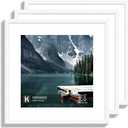 Hongkee 16x16 Square Frame Set of 3 - Display 12x12 Photo with Mat or 16 x 16 Poster without Mat, Wall Mounting Horizontal and Vertical, White