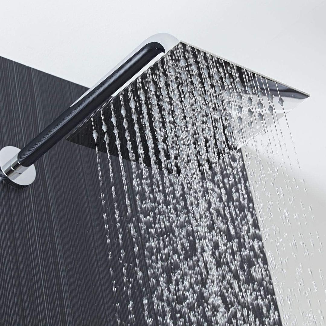 12 Inch Shower Head - 304 Stainless Steel, Rainfall Full Body Coverage, High Pressure, Easy Installation, Anti-Clog Nozzles, Ultra-Thin Design for Luxury Shower Experience, Chrome