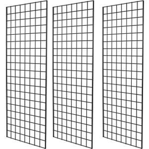 Heavy Duty Gridwall Panels Commercial Grade Grid Panel for Retail Display Wall 2' Width x 5' Height, Black (Pack of 3) (2'x5'(3 Pack))