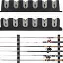 Windspeed 6-Rod Rack Wall Mounted Fishing Rod Rack For Boat, 2 Pcs Horizontal Fishing Rod Holder For Garage Door(Grey)
