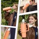 Tumbler Adapter Lid for Stanley, Leak-Proof Adapter Compatible with Stanley 30oz & 20oz Tumbler to Flavor Cartridges, Fits Quencher H2.0 FlowState Tumblers, BPA Free, Food Grade Silicone (Nectarine)