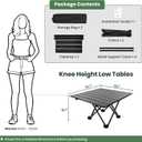 2 Pack Portable Camping Table Foldable, Ultralight Small Folding Beach Table with Carry Bag for Outdoor Travel, Beach, Camp, Picnic, BBQ, Cooking, Festival, Boat, Home Use (Black-M)