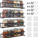 Spice Rack Wall Mounted 4 Tier  Space-Saving Kitchen Spice Organizer for Seasonings  Screw or Adhesive Hanging  Wall Mount Hanging Spice Rack for Wall, Cabinet, Pantry Door 2.5x 2.5x11.5 in (Black)