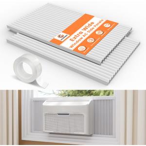 GCGOODS Window Air Conditioner Side Panels, Adjustable Window AC Accordion Panel Kit Fits Up to 21 inch H x 19-1/4 inch W, Extra Wide Window Air Conditioner Curtain Screen Replacement Kit, 2 Pack