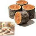 4 Pcs Round Tree Stump Classroom Stools,Wood Grain, 11 x 7.9 inches