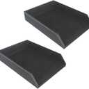 2X PU Leather Collection Letter Tray, Document Desk Organizer,Stackable Office File Document Tray Holder (Black)