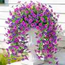 ADXORA Fake Artificial Hanging Flowers for Outdoor Spring Decor 2PCS Faux Silk Flowers Plants for Outdoor Outside Planter UV Resistant Daisy for Porch Front Door Patio Balcony Yard Decor