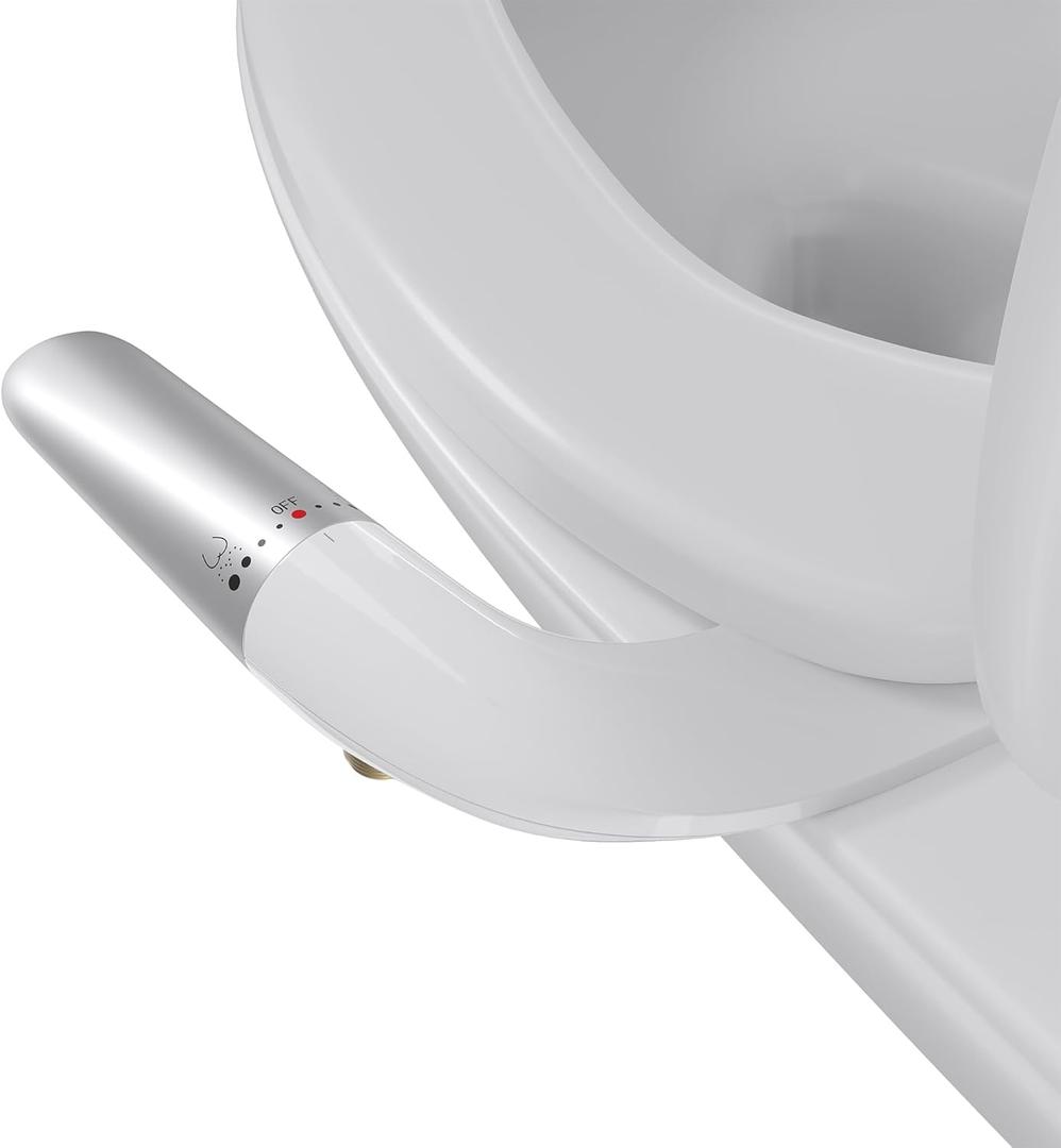 Hansrapo Left-Hand Bidet Attachment  Non-Electric, Ultra-Slim Toilet Bidet for Rear & Feminine Wash, Adjustable Water Pressure & Flow, Self-Cleaning Nozzle, Quick-Release, Easy Install with Full Kit