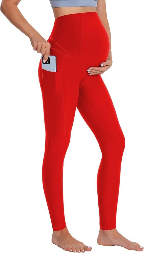 BUBBLELIME 22"/26" Maternity Yoga Leggings Over The Belly Soft Pregnancy Stretchy Workout Capris Pants with Pockets (X-Small)