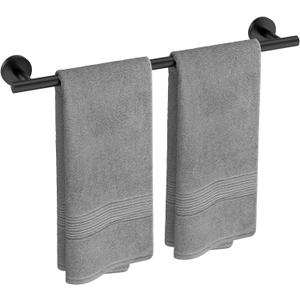 USHOWER Matte Black Towel Bar, 24-Inch Towel Rack for Bathroom Wall Mounted, Thicken SUS304 Stainless Steel Towel Rod Modern Home Decor (Total Length 26-Inch)
