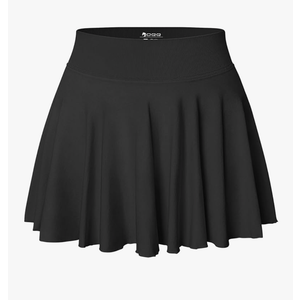 OQQ Women Mini Skirts 2 in 1 Flowy Basic Versatile Stretchy Flared Casual A-line Skirt with Pockets L