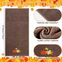 3 Pcs Fall Thanksgiving Hand Towels Embroidered Pumpkin Maple Leaf Bathroom Towels for Fall Bathroom Kitchen Decor Thanksgiving Gift, 29.5 x 13.8 Inch(Dark Brown, Khaki, Beige)
