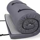 KingChii CertiPUR-US Memory Foam Camping Mattress, Portable Roll Up Travel Car Camping Mattress Sleeping Pad & Floor Mattress, Cot Mattress Guest Bed for Sleepover with Waterproof Cover & Travel Bag (75" x 30" x 4"/Small Single, grey)