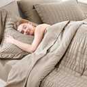 CozyLux Full Size Comforter Sets with Sheets 7 Pieces, Khaki Seersucker Bed in a Bag Textured Luxury Soft Bedding Sets with Down Alternative Comforter, Sheets, Pillowcases & Shams for All Season