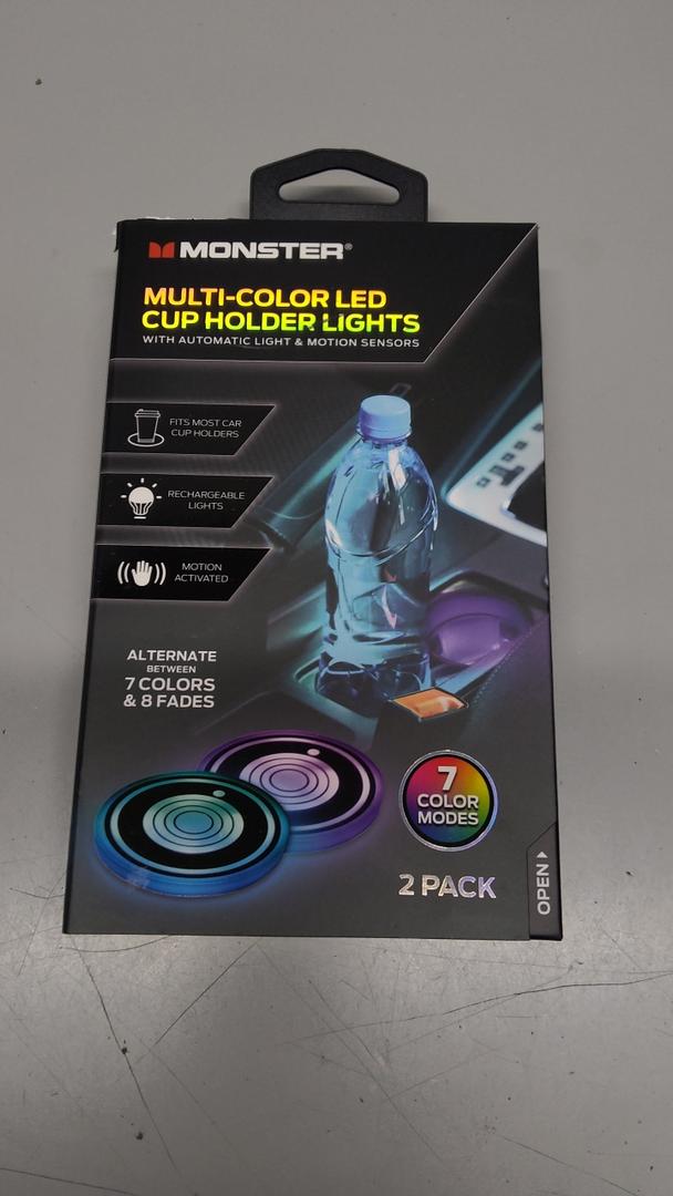 MONSTER® MULTI-COLOR LED CUP HOLDER LIGHTS WITH AUTOMATIC LIGHT & MOTION SENSORS