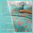 Wistown Cotton Bedspread Bedding Coverlet Quilt Sets, Reversible Vintage Branch Floral Bedspread comforters, (Vintage Turquoise Paisley Floral Pattern, Queen Size)