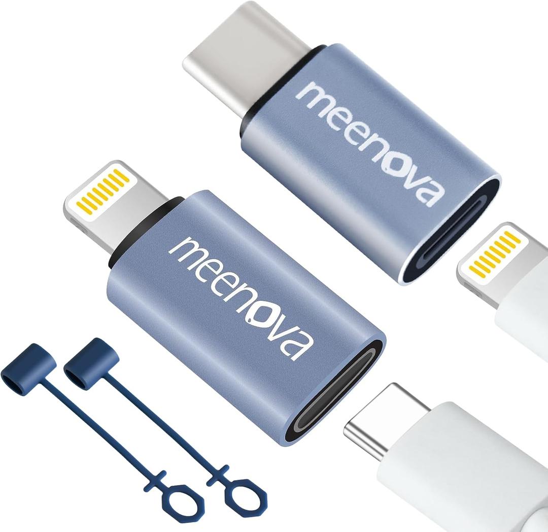 Lightning Female to USB-C Male Adapter (60W) & USB-C Female to Lightning Male Adaptor (30W) - Compatible with iPhone Charger, NOT for OTG & Audio