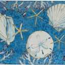 Beach Door Mat - Beach Coastal Outdoor Welcome Door Mat, Nautical Door Mats, Beach House Decor, Coastal Ocean Bathroom Decor, Coastal Outdoor Decor, Blue Door Mats, 17x30 Inch (Sea Star Coral)